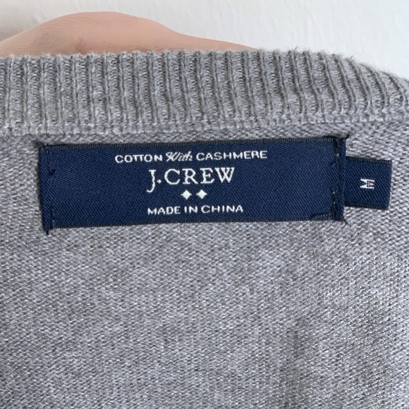 J Crew gray navy crewneck sweater fall winter classic raglan sleeve cabin preppy - Picture 3 of 3